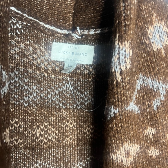 Large lucky brand long sleeve brown and tan sweater - Picture 2 of 6